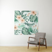 熱帯の花、緑豊かな葉のパターン。 タペストリー (インサイチュ)