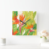 熱帯の花 | Bird of Paradise スクエア壁時計 (ホーム)