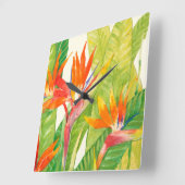 熱帯の花 | Bird of Paradise スクエア壁時計 (傾斜)