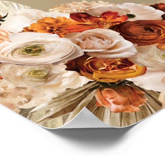 熱帯の花boho arch terracotta pampas grass ポスター (角)