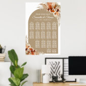 熱帯の花boho arch terracotta pampas grass ポスター (ホームオフィス)