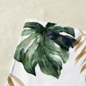 熱帯の葉とタイポグラフィ ビーチタオル (インサイチュ)