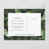 熱帯の葉と手のレタリングの結婚写真 ポストカード (裏面)