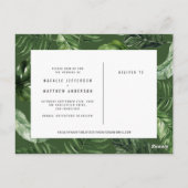 熱帯の葉と手のレタリングの結婚写真 ポストカード (裏面)