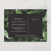 熱帯の葉と手のレタリング結婚の ポストカード (裏面)