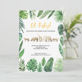 熱帯の葉と金ゴールド動物の赤ちゃんシャワー (スタンド正面)