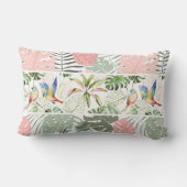 熱帯の葉と鳥のパターン ランバークッション (裏面)