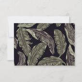 熱帯の葉のセージ緑の黒のスクリプト 出欠カード (裏面)