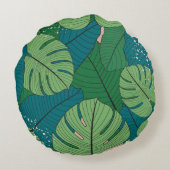 熱帯の葉のタペストリー：ヴィンテージヴェルジュア ラウンドクッション (裏面)