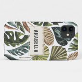 熱帯の葉のパーソナライズされた名前とイニシャル Case-Mate iPhoneケース (裏面(横))
