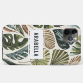 熱帯の葉のパーソナライズされた名前とイニシャル Case-Mate iPhoneケース (裏面(横))