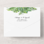 熱帯の葉のパーム結婚の葉 オールインワン招待状 (裏面)