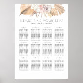 熱帯の葉のフローラ結婚のシーティングチャート ポスター (正面)