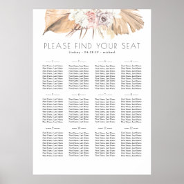 熱帯の葉のフローラ結婚のシーティングチャート ポスター