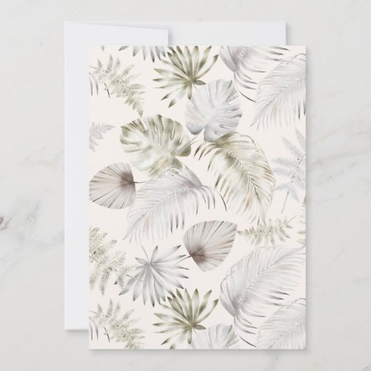 熱帯の葉のブライダルシャワーへの招待 招待状 (裏面)