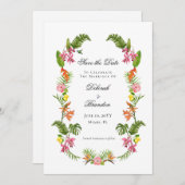 熱帯の葉の写真なし日付保存 招待状 (正面/裏面)