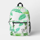熱帯の葉の夏のヤシ葉の緑のパターン プリントバックパック (正面)