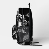 熱帯の葉の夏のヤシ葉の黒いパターン プリントバックパック (右)