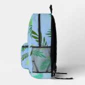 熱帯の葉の夏の緑の葉サファリー プリントバックパック (右)