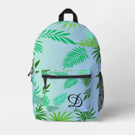 熱帯の葉の夏の緑の葉サファリー プリントバックパック