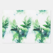 熱帯の葉の多い緑の植物の家の植物 ラッピングペーパーシート (正面3)