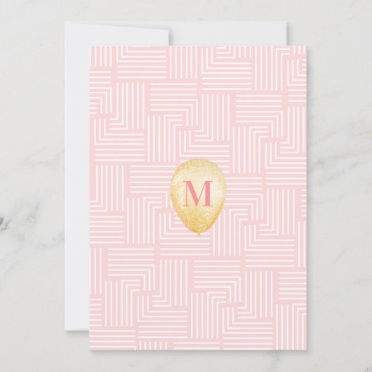 熱帯の葉の大理石ピンクの金ゴールド誕生日の招待 招待状 (裏面)