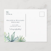 熱帯の葉の白の結婚花嫁の提案 インビテーションポストカード (裏面)