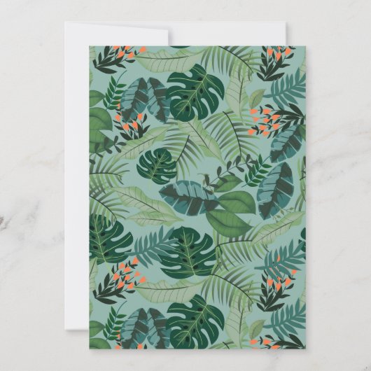 熱帯の葉の眠るナマケモノ赤ちゃんシャワー 招待状 (裏面)