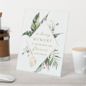 熱帯の葉の結婚金ゴールドが愛の記憶に 台座サイン (インサイチュ)