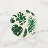 熱帯の葉の緑と葉結婚のテーブル コンフェッティ (スモール正面)