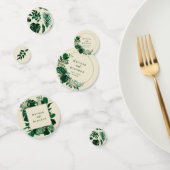 熱帯の葉の緑と葉結婚のテーブル コンフェッティ (グループ)