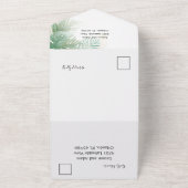 熱帯の葉の緑の水の結婚色 オールインワン招待状 (外側)