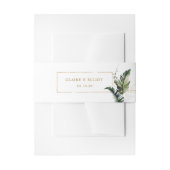 熱帯の葉の緑の金ゴールド結婚 招待状ベリーバンド (正面例)