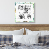熱帯の葉の背景の家族の写真 キャンバスプリント (インサイチュ (寝室))