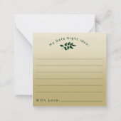 熱帯の葉の葉の新婚の日付夜 ノートカード (裏面)