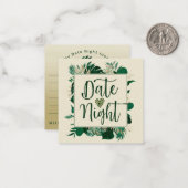 熱帯の葉の葉の新婚の日付夜 ノートカード (正面/裏面インサイチュ)