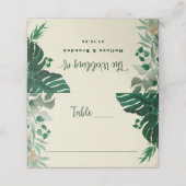 熱帯の葉の葉緑結婚の表の番号 プレイスカード (外部開封)