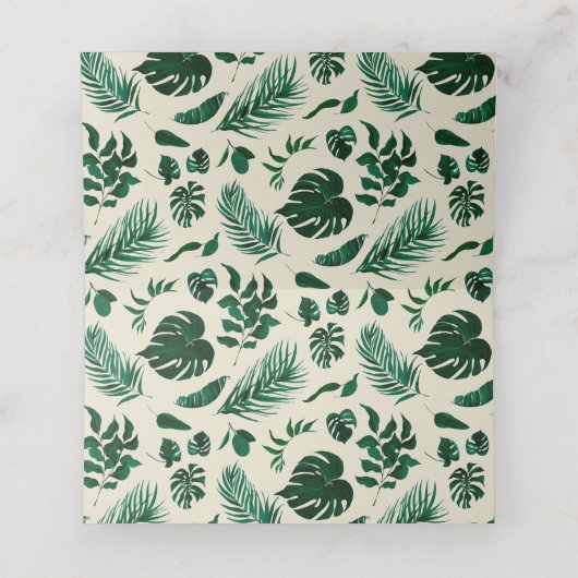 熱帯の葉の葉緑結婚の表の番号 プレイスカード (内部開封)