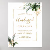熱帯の葉の詰ま結婚っていない式のサイン ポスター (正面)
