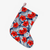 熱帯の葉の赤いフローラハイビスカス |クリスマス スモールクリスマスストッキング (正面 (吊り時))
