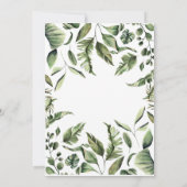 熱帯の葉の赤ちゃんシャワー招待状 (裏面)