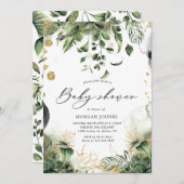 熱帯の葉の赤ちゃんシャワー招待状 (正面/裏面)