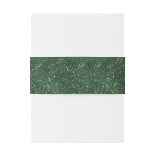 熱帯の葉の金ゴールドと結婚緑 招待状ベリーバンド (裏面例)
