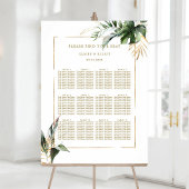 熱帯の葉の金ゴールド結婚のシーティングチャート ポスター