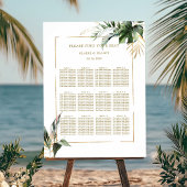 熱帯の葉の金ゴールド結婚のシーティングチャート ポスター