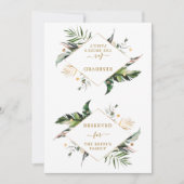 熱帯の葉の金ゴールド結婚の予約テントの看板 (正面)