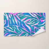 熱帯の葉の青いピンク色のパターン バスタオルセット (ハンドタオル)