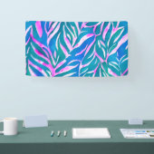 熱帯の葉の青いピンク色のパターン 横断幕 (トレードショー)