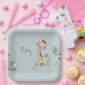 熱帯の葉ほこりっぽい青いジャングルの赤ちゃんシャワー ペーパープレート (パーティー)