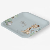 熱帯の葉ほこりっぽい青いジャングルの赤ちゃんシャワー ペーパープレート (傾斜あり)